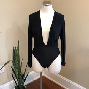 Missguided NWT black plunge low cut bodysuit 4